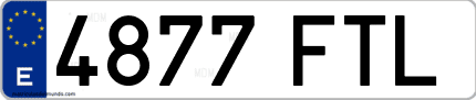 Ejemplo de matrícula de coche ordinaria 4877 FTL