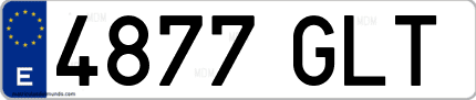 Ejemplo de matrícula de coche ordinaria 4877 GLT