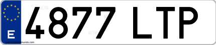 Ejemplo de matrícula de coche ordinaria 4877 LTP