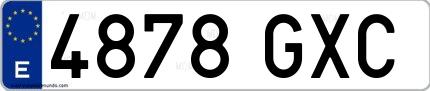 Ejemplo de matrícula española 4878 GXC