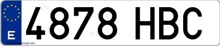 Ejemplo de matrícula española 4878 HBC