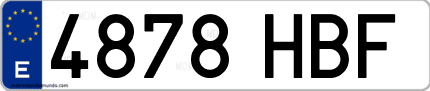 Ejemplo de matrícula de coche ordinaria 4878 HBF