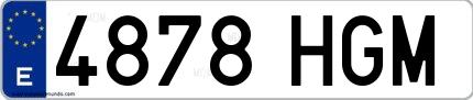 Ejemplo de matrícula española 4878 HGM