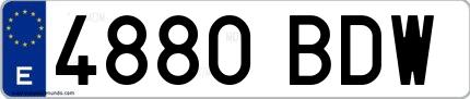 Ejemplo de matrícula española 4880 BDW