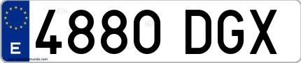 Ejemplo de matrícula española 4880 DGX