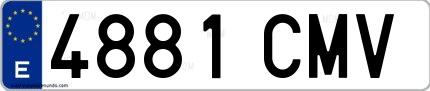 Ejemplo de matrícula española 4881 CMV