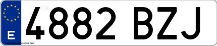 Ejemplo de matrícula española 4882 BZJ