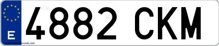 Ejemplo de matrícula española 4882 CKM