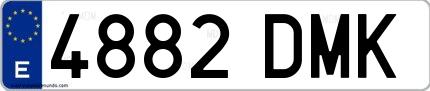 Ejemplo de matrícula española 4882 DMK