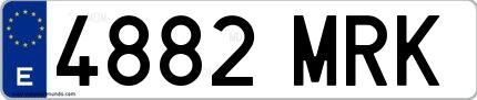 Ejemplo de matrícula española 4882 MRK