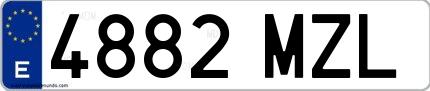 Ejemplo de matrícula española 4882 MZL