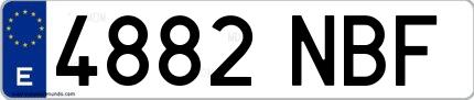Ejemplo de matrícula española 4882 NBF
