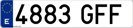 Ejemplo de matrícula de coche ordinaria 4883 GFF