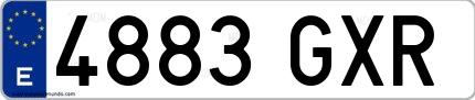 Ejemplo de matrícula española 4883 GXR