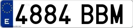 Ejemplo de matrícula española 4884 BBM