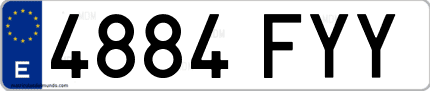 Ejemplo de matrícula de coche ordinaria 4884 FYY