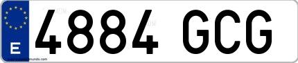 Ejemplo de matrícula española 4884 GCG