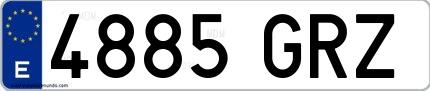 Ejemplo de matrícula española 4885 GRZ