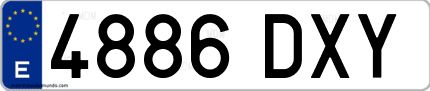 Ejemplo de matrícula de coche ordinaria 4886 DXY