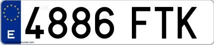Ejemplo de matrícula española 4886 FTK
