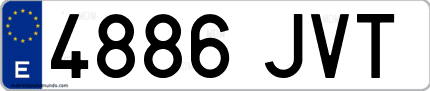 Ejemplo de matrícula de coche ordinaria 4886 JVT