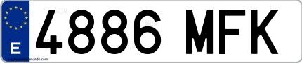 Ejemplo de matrícula española 4886 MFK