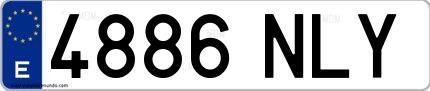 Ejemplo de matrícula española 4886 NLY