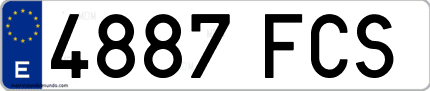 Ejemplo de matrícula de coche ordinaria 4887 FCS