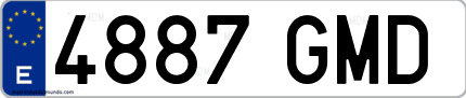 Ejemplo de matrícula de coche ordinaria 4887 GMD