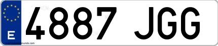 Ejemplo de matrícula española 4887 JGG