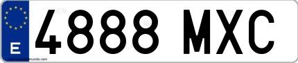 Ejemplo de matrícula española 4888 MXC