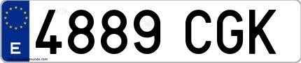 Ejemplo de matrícula española 4889 CGK