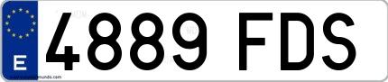 Ejemplo de matrícula española 4889 FDS