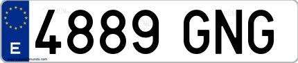Ejemplo de matrícula española 4889 GNG