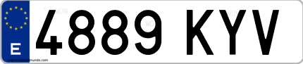 Ejemplo de matrícula de coche ordinaria 4889 KYV