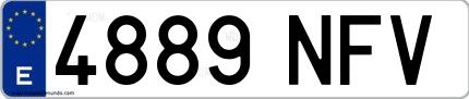 Ejemplo de matrícula española 4889 NFV