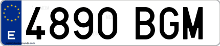 Ejemplo de matrícula de coche ordinaria 4890 BGM