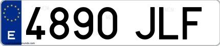 Ejemplo de matrícula española 4890 JLF