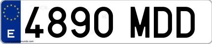 Ejemplo de matrícula española 4890 MDD