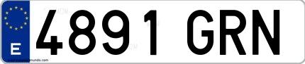 Ejemplo de matrícula española 4891 GRN