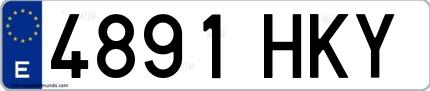 Ejemplo de matrícula española 4891 HKY
