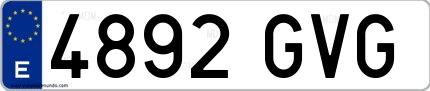 Ejemplo de matrícula española 4892 GVG