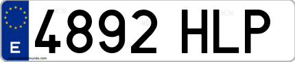 Ejemplo de matrícula de coche ordinaria 4892 HLP