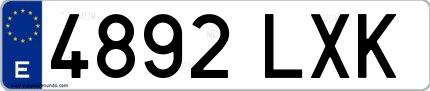 Ejemplo de matrícula española 4892 LXK