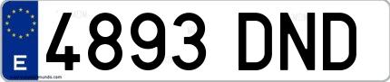 Ejemplo de matrícula española 4893 DND