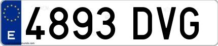 Ejemplo de matrícula española 4893 DVG