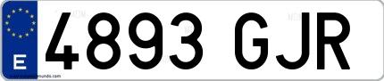 Ejemplo de matrícula española 4893 GJR
