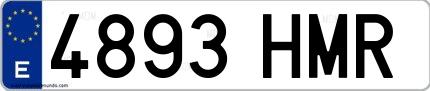 Ejemplo de matrícula española 4893 HMR