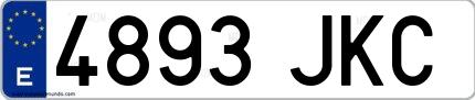Ejemplo de matrícula española 4893 JKC