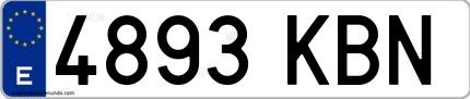 Ejemplo de matrícula española 4893 KBN